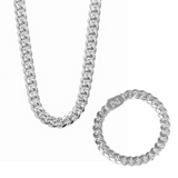 10mm Cuban Chain + Bracelet Set - Silver OLD