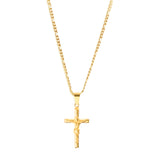 Crucifix Pendant & 3mm Figaro Chain - 18K Gold