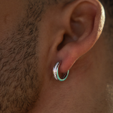 Black Stripe Diamond Huggie Earring – 14K White Gold