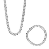 8mm Cuban Chain + Bracelet Set - Silver OLD