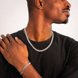 8mm Cuban Chain + Bracelet Set - Silver OLD
