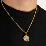 Sun Pendant & 3mm Cuban Chain - 18K Gold