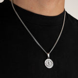 Compass Pendant & 3mm Cuban Chain - Silver