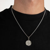 Compass Pendant & 3mm Cuban Chain - Silver