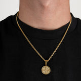 Compass Pendant & 3mm Cuban Chain - 18K Gold