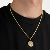 Sun Pendant & 3mm Rope Chain - 18K Gold