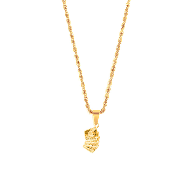 Playing Cards Pendant & 3mm Rope Chain - 18K Gold