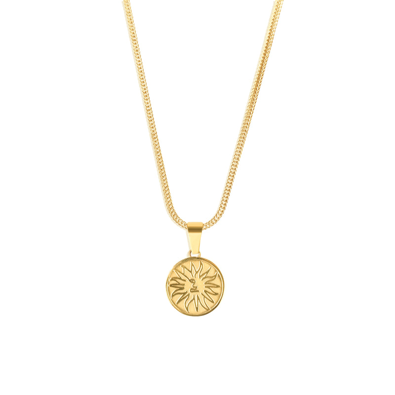 Sun Pendant & Franco Chain - 18K Gold