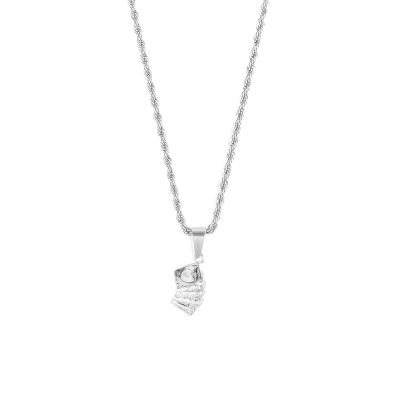 Playing Cards Pendant & 3mm Rope Chain - Silver