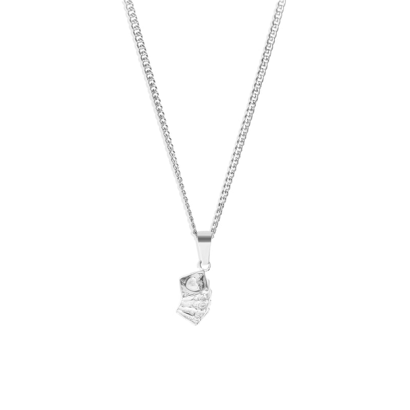 Playing Cards Pendant & 3mm Cuban Chain - Silver