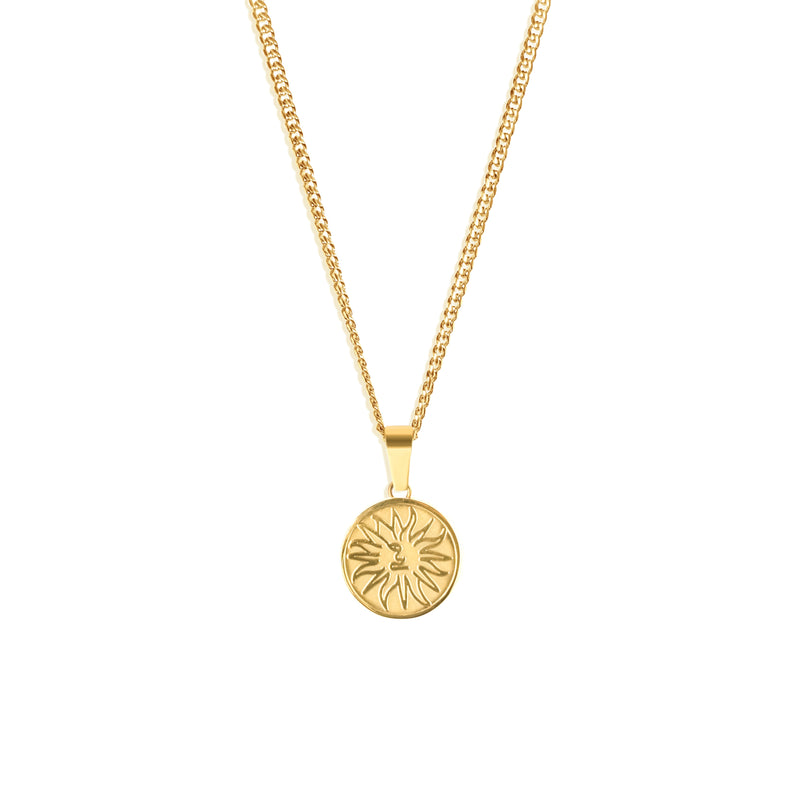 Sun Pendant & 3mm Cuban Chain - 18K Gold