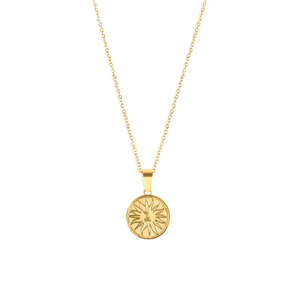 Sun Pendant & 2mm Link Chain - 18K Gold