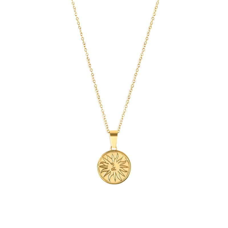 Sun Pendant & 2mm Link Chain - 18K Gold