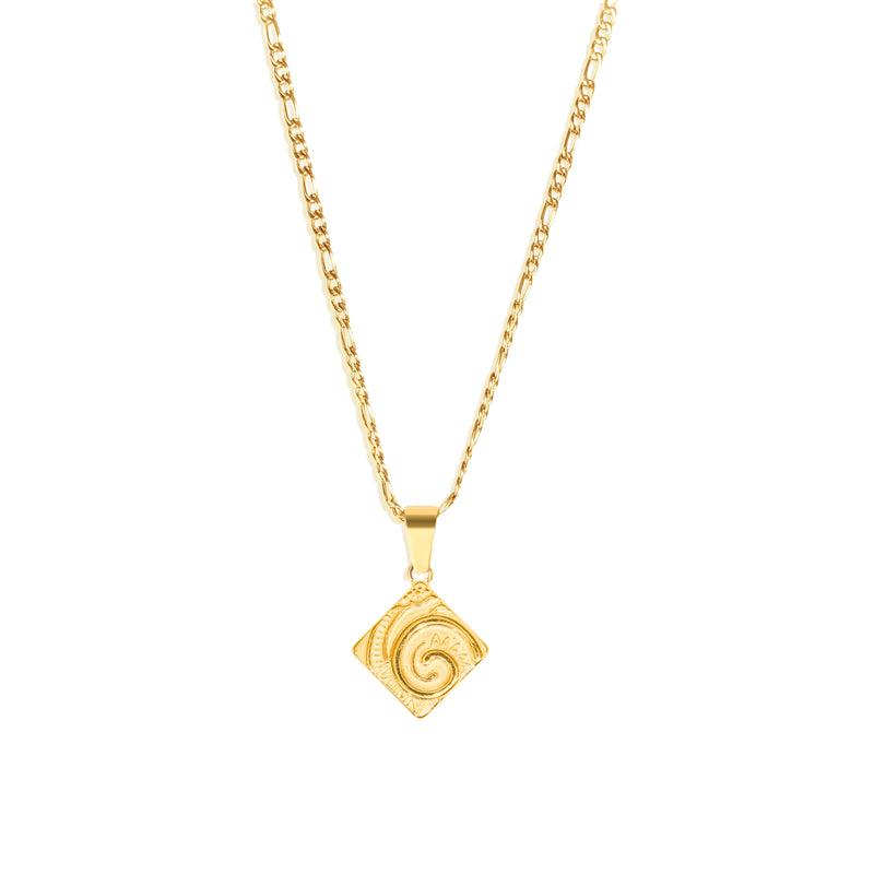 Ammonite Pendant & 3mm Figaro Chain - 18K Gold