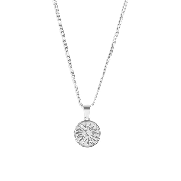 Sun Pendant & 3mm Figaro Chain - Silver