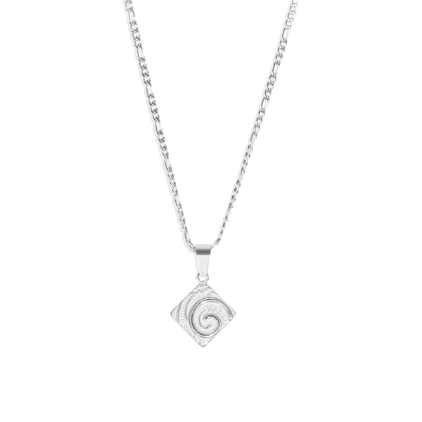 Ammonite Pendant & 3mm Figaro Chain - Silver