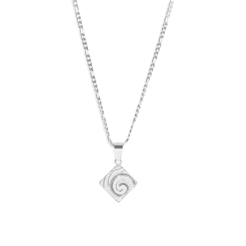 Ammonite Pendant & 3mm Figaro Chain - Silver