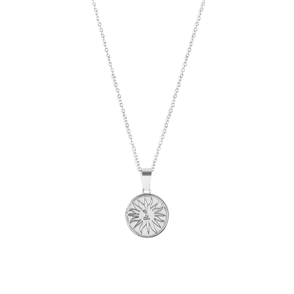 Sun Pendant & 2mm Link Chain - Silver