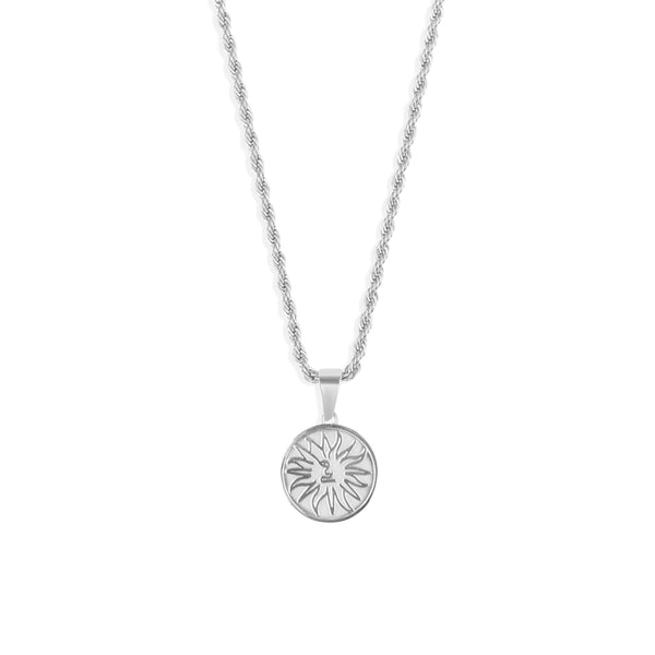 Sun Pendant & 3mm Rope Chain - Silver