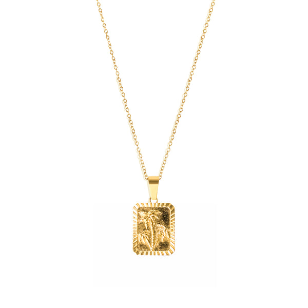 Palm Pendant & 2mm Link Chain - 18K Gold