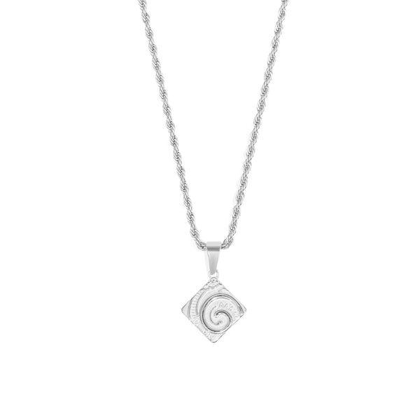 Ammonite Pendant & 3mm Rope Chain - Silver