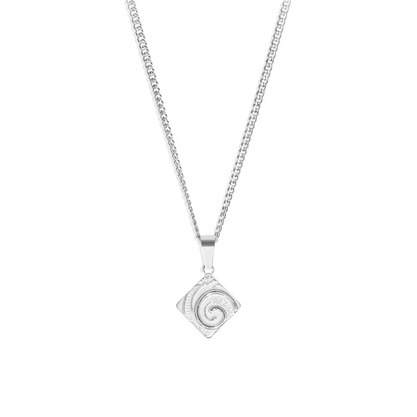 Ammonite Pendant & 3mm Cuban Chain - Silver