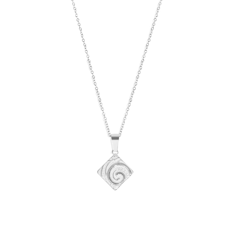 Ammonite Pendant & 2mm Link Chain - Silver