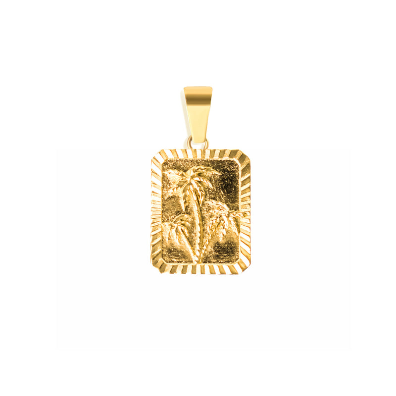 Palm Pendant & 3mm Cuban Chain - 18K Gold