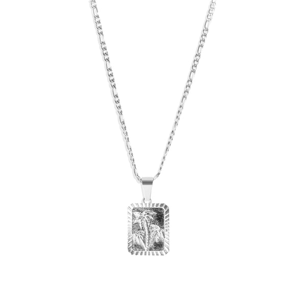 Palm Pendant & 3mm Figaro Chain - Silver