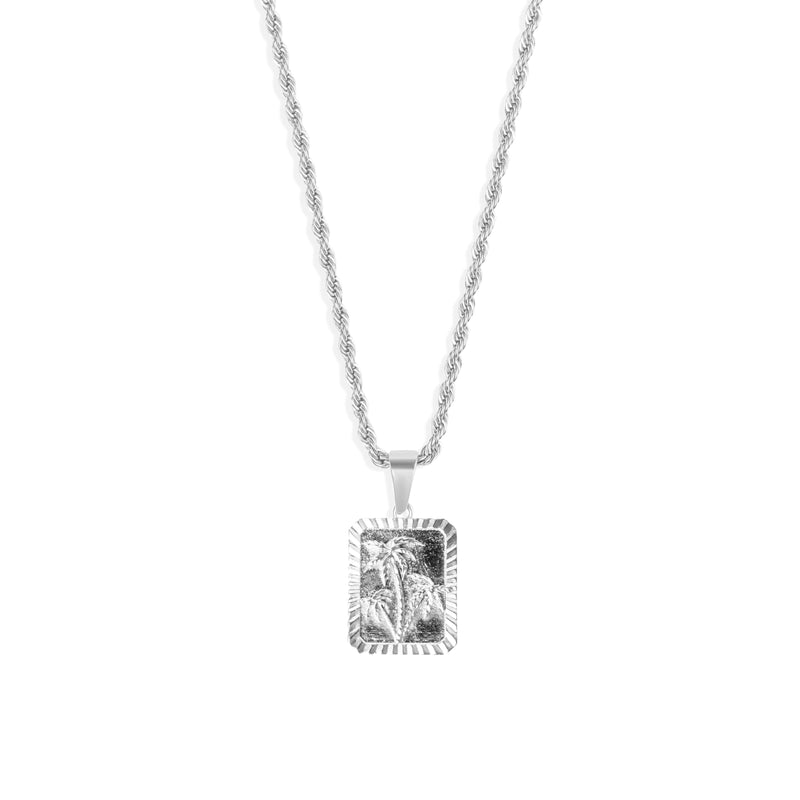 Palm Pendant & 3mm Rope Chain - Silver