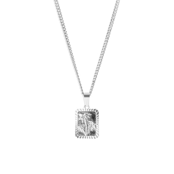 Palm Pendant & 3mm Cuban Chain - Silver