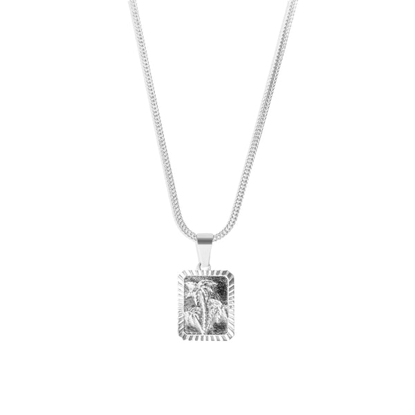 Palm Pendant & Franco Chain - Silver