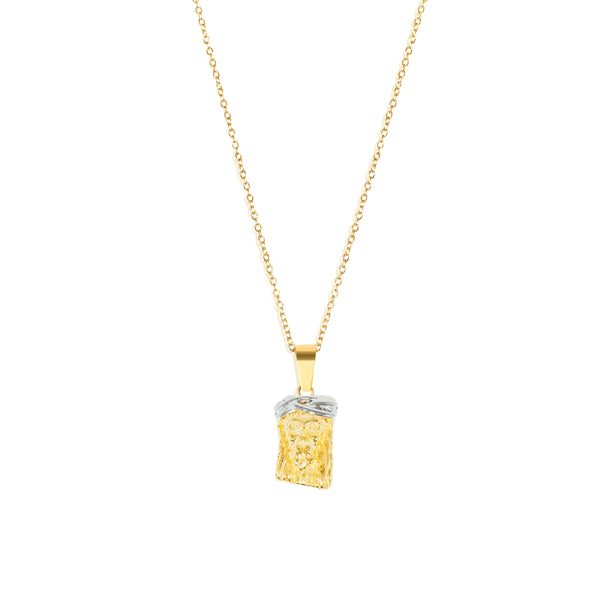 Two-Tone Jesus Pendant & 2mm Link Chain - 18K Gold