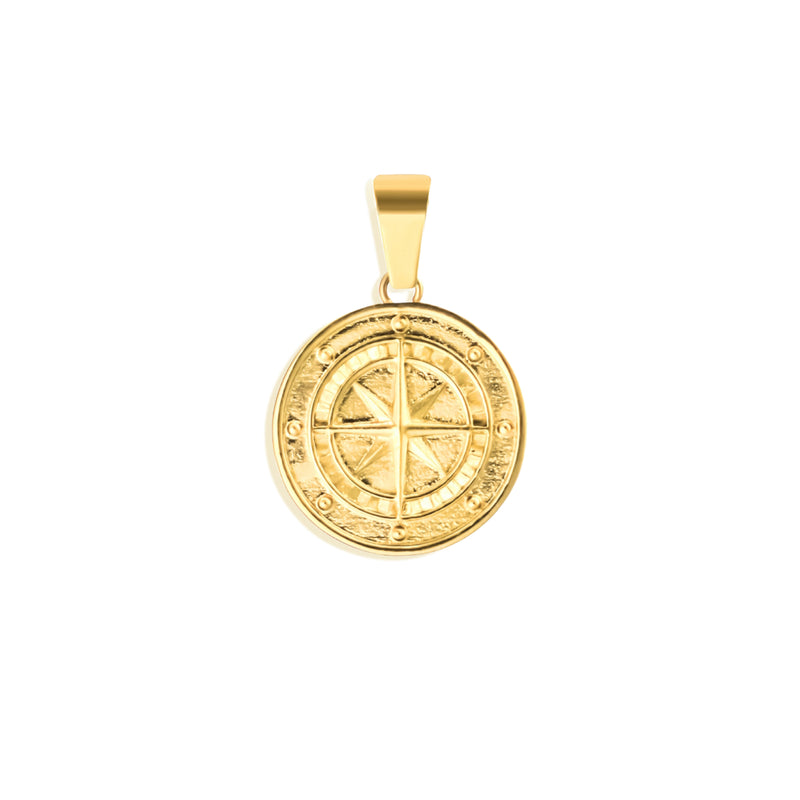 Compass Pendant & 2mm Link Chain - 18K Gold