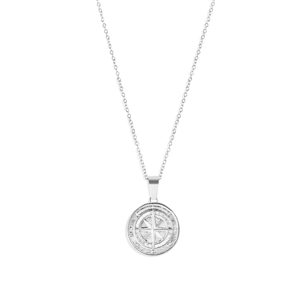 Compass Pendant & 2mm Link Chain - Silver