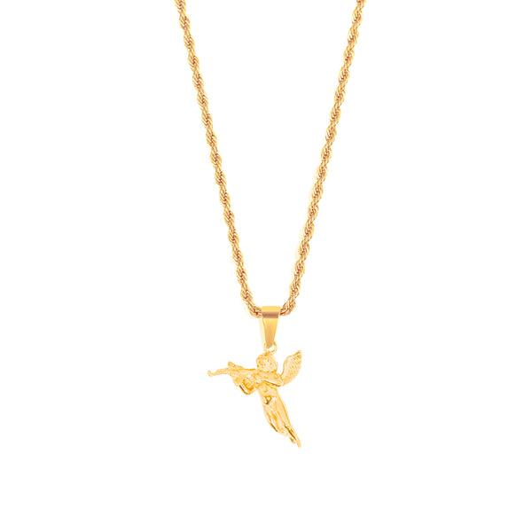 Cupid Pendant & 3mm Rope Chain - 18K Gold