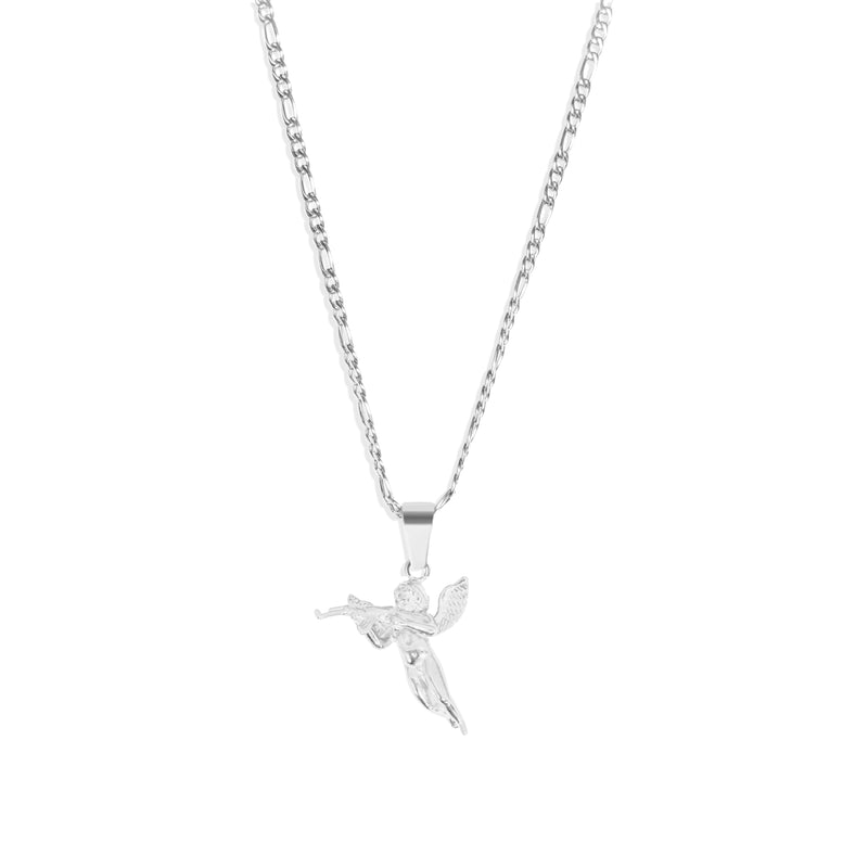 Cupid Pendant & 3mm Figaro Chain - Silver