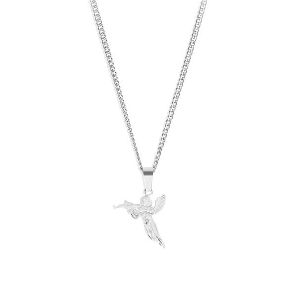 Cupid Pendant & 3mm Cuban Chain - Silver