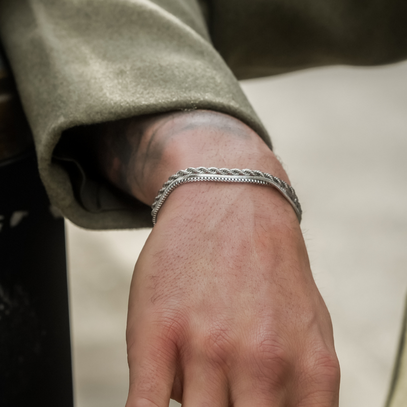 2mm Octagon Chain Bracelet - Silver