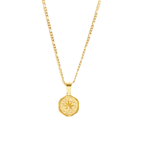 North Star Pendant & 3mm Figaro Chain - 18K Gold