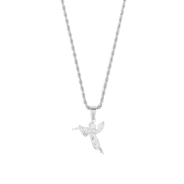 Cupid Pendant & 3mm Rope Chain - Silver