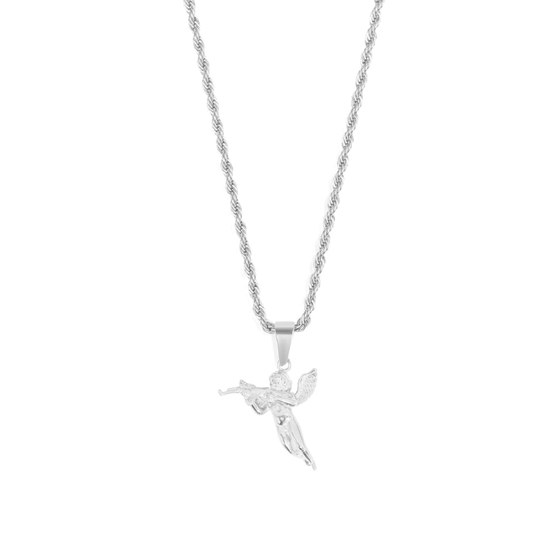 Cupid Pendant & 3mm Rope Chain - Silver