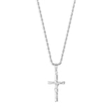 Crucifix Pendant & 3mm Rope Chain - Silver