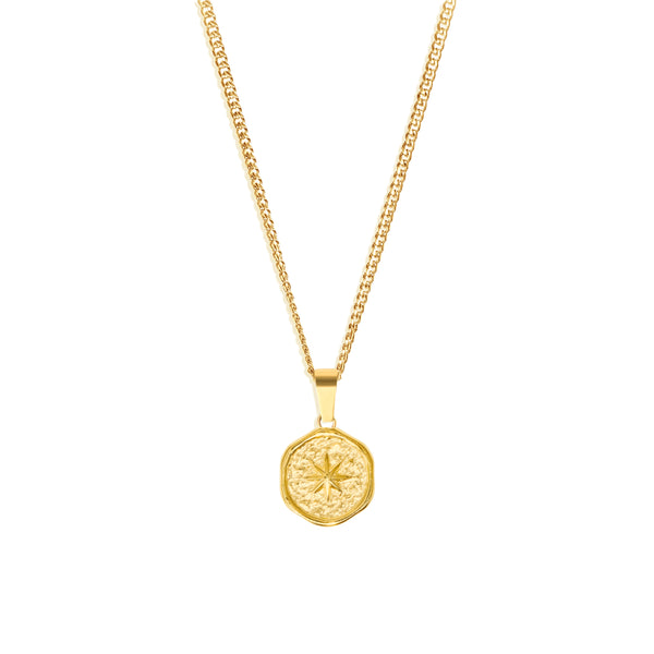 North Star Pendant & 3mm Cuban Chain - 18K Gold