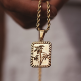 Palm Pendant & 3mm Cuban Chain - 18K Gold