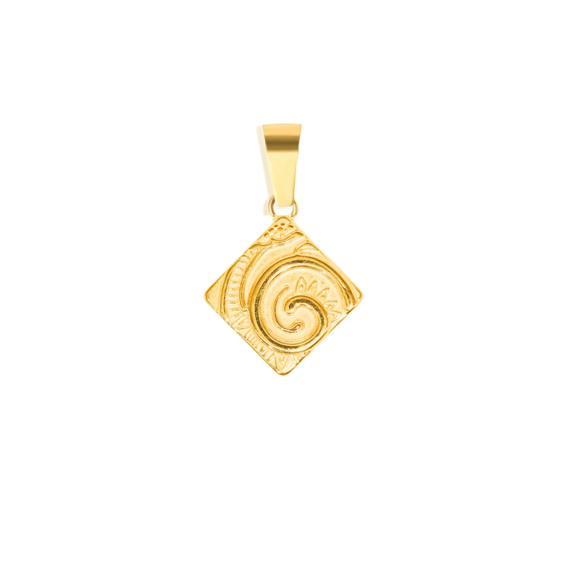Ammonite Pendant & 2mm Link Chain - 18K Gold