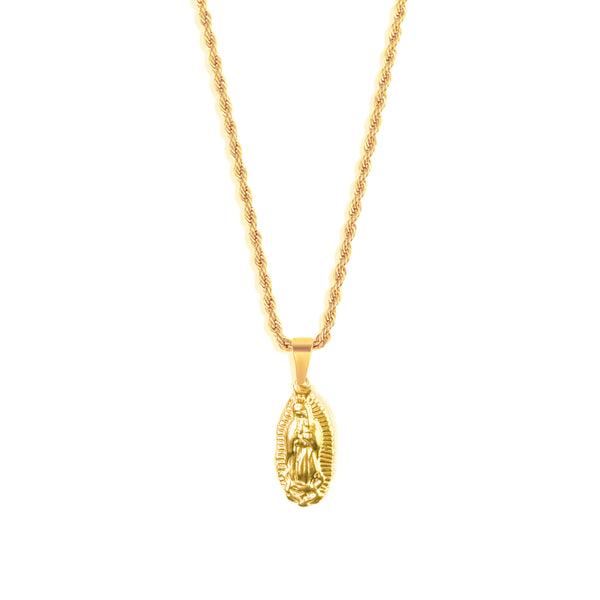 Mary Pendant & 3mm Rope Chain - 18K Gold