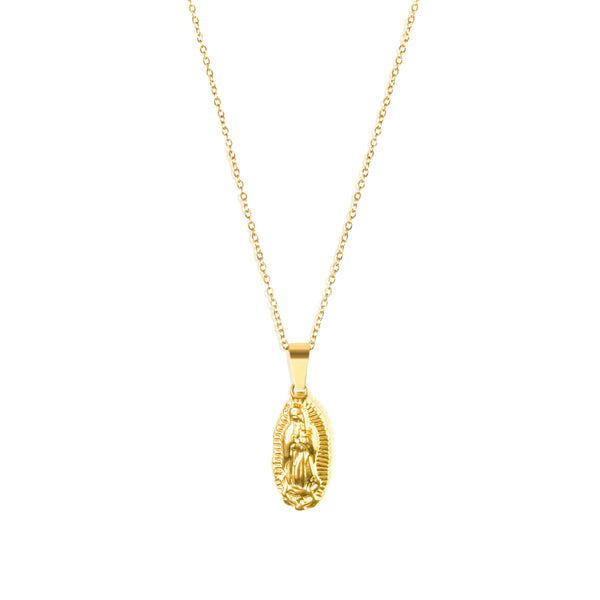 Mary Pendant & 2mm Link Chain - 18K Gold