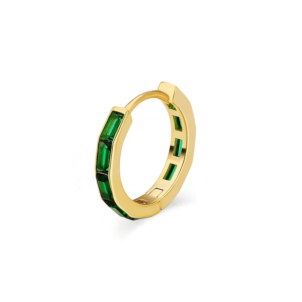 Emerald Huggie Earring – 14K Gold