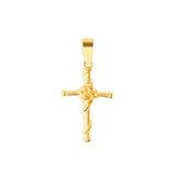 Rose Cross Pendant & 2mm Link Chain - 18K Gold